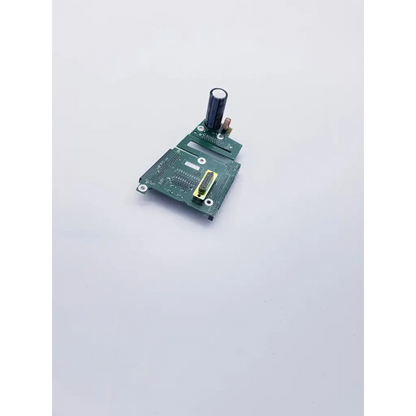 Green pcb assembly interconnect board spacelabs 670-0849-02 with black cylindrical component and yellow connector