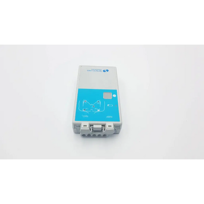 Gray and blue solar charge controller with labeled terminals and display for spacelabs ultraview digital telemetry transmitter