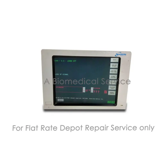 Beige spacelabs 90367 ulview 1030 patient monitor bedside medical equipment showing loss of signal for repair service
