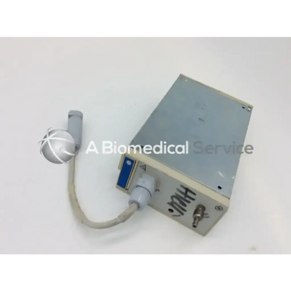 Silver metallic spaceLabs 90467 467-106056 patient monitor module with gray tubing and spherical connector