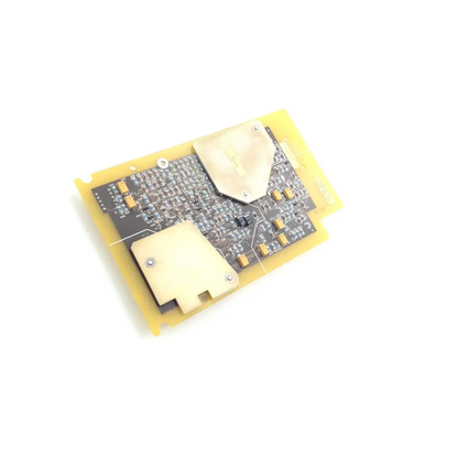 Yellow plastic spacelabs 90470 multi parameter module ecg resp circuit board assembly with black circuitry and beige heat sinks