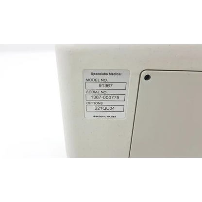 White plastic ultraview patient monitor by spacelabs healthcare model 91367 for medical monitoring use