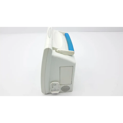 White spacelabs healthcare ultraview monitor sl 91369 with blue handle and power port on the side back view ab4-9 2923sm
