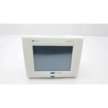 Spacelabs healthcare ultraview monitor ab4-9 2923sm white medical monitor with rectangular screen and control buttons below