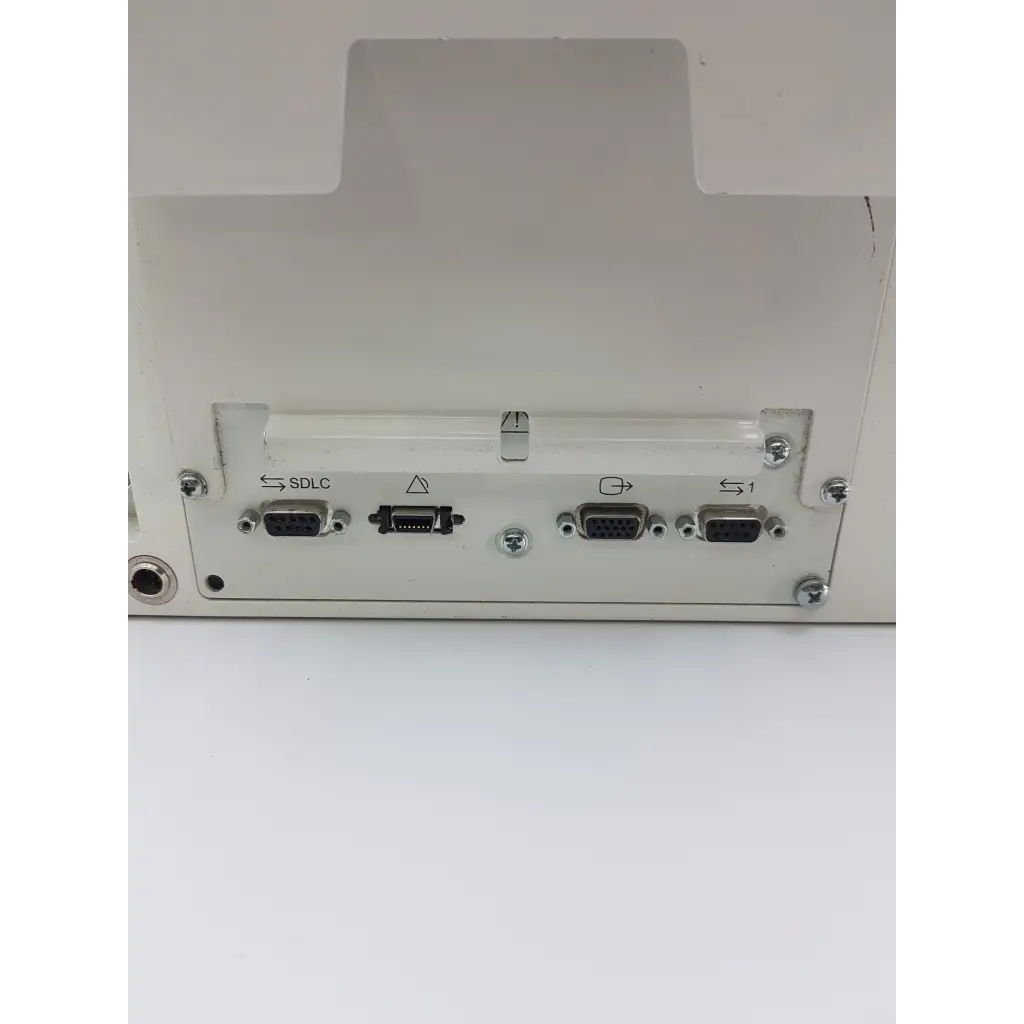 White spacelabs healthcare ultraview sl 91370 network patient monitor back with multiple serial ports and labeled connectors
