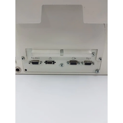 White spacelabs healthcare ultraview sl 91370 network patient monitor back with multiple serial ports and labeled connectors
