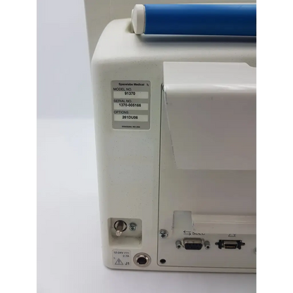 White speeclabs medical 91370 network patient monitor with blue handle and labeled ports for spacelabs healthcare ultraview