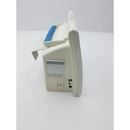 White spacelabs healthcare ultraview sl 91370 network patient monitor with blue handle and gray control panel