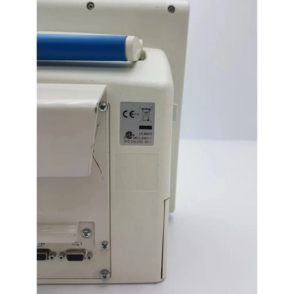 White spacelabs healthcare ultraview network patient monitor with blue handle and ce ul certification label