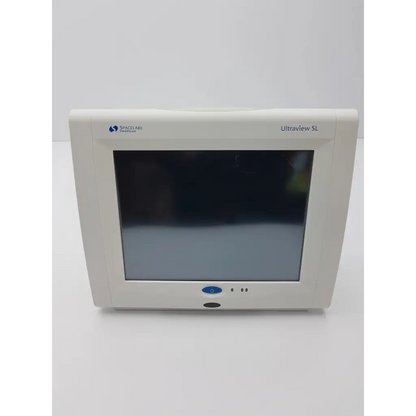White spacelabs healthcare ultraview sl 91370 network patient monitor with rectangular screen and rounded edges
