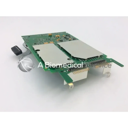 Green circuit board with silver metallic components and gold-plated connectors spacelabs mpc860 cpu nibp assembly board