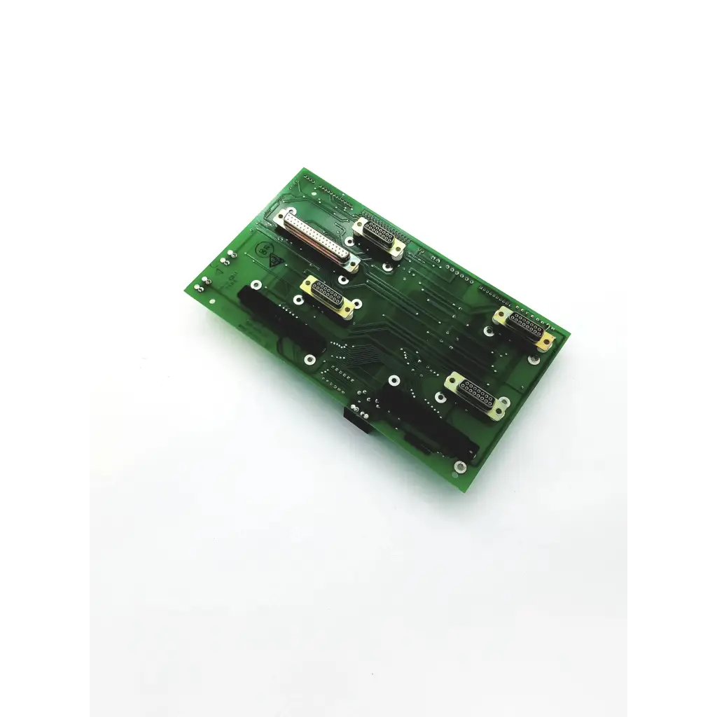 Green rectangular spacelabs pcb assy backplane pcms 670-0349 with multiple black and gold connectors
