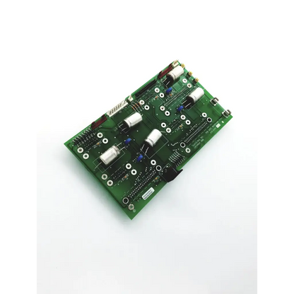 Green rectangular spacelabs pcb assy backplane with silver capacitors and black integrated circuits for pcms 670-0349