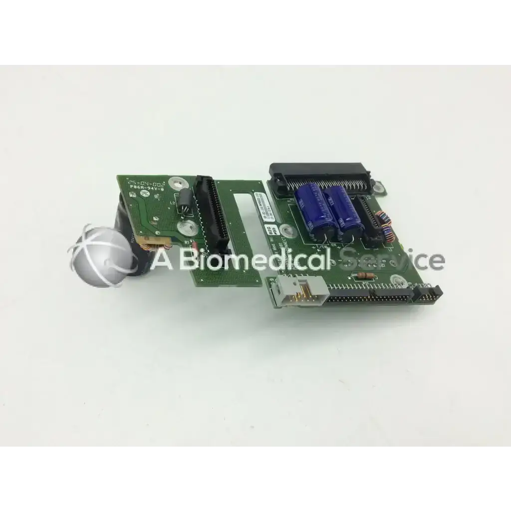 Green circuit board with blue capacitors and black connectors for spacelabs ultraview sl patient interconnect board pcb