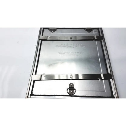 Silver metallic spectroline 10x12 radiographic cassette storage case with engraved branding and sturdy latch