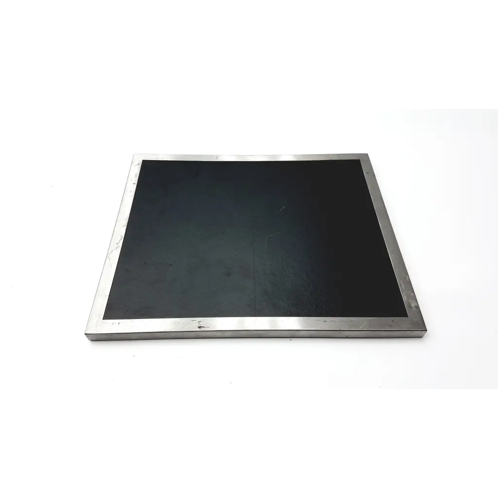 Silver-framed lcd monitor with black screen on a spectroline 10x12 radiographic cassette for imaging use