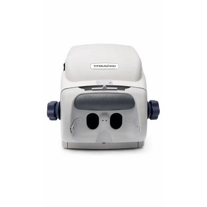Sperian titmus i400 biomed certified vision screener with gray body and black circular eyepieces for eye testing