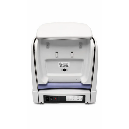 White and purple compact toaster oven with sleek modern design featured alongside biomed certified titmus i400 vision screener