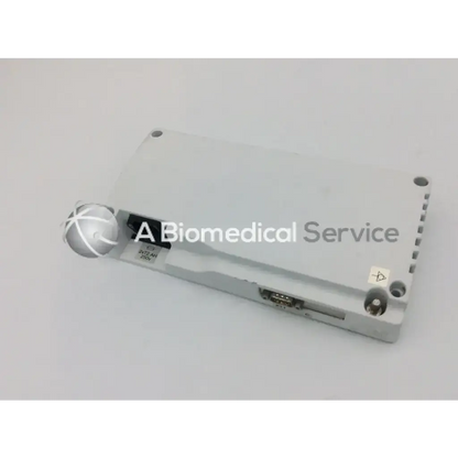 White rectangular sr92b370 ge datex ohmeda s5 patient monitor power supply with metallic spherical end and side ports