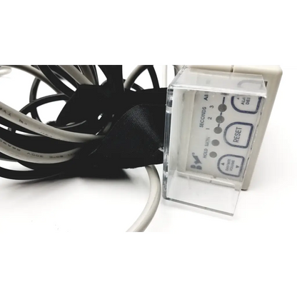 Clear plastic timer with white control panel and black buttons labeled seconds and reset for stanley classic check 72020