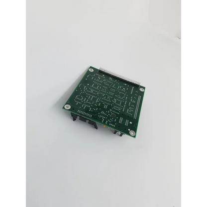 Green rectangular printed circuit board with silver solder points and black connectors for star medical technologies rev aa computer interface board