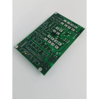 Green rectangular printed circuit board with silver solder pads and holes for mounting by star medical technologies converter board