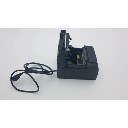 Black star tsp100 future thermal receipt printer with open top cover and coiled power cable for future prnt thermal use