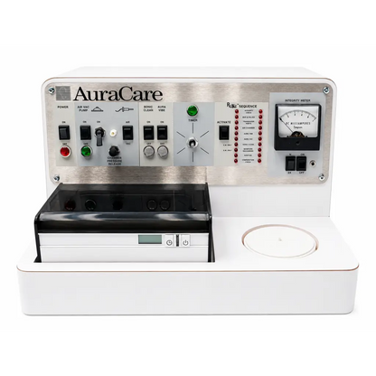 Starkey auracare system audiometer white and silver control panel with switches dials and gauge