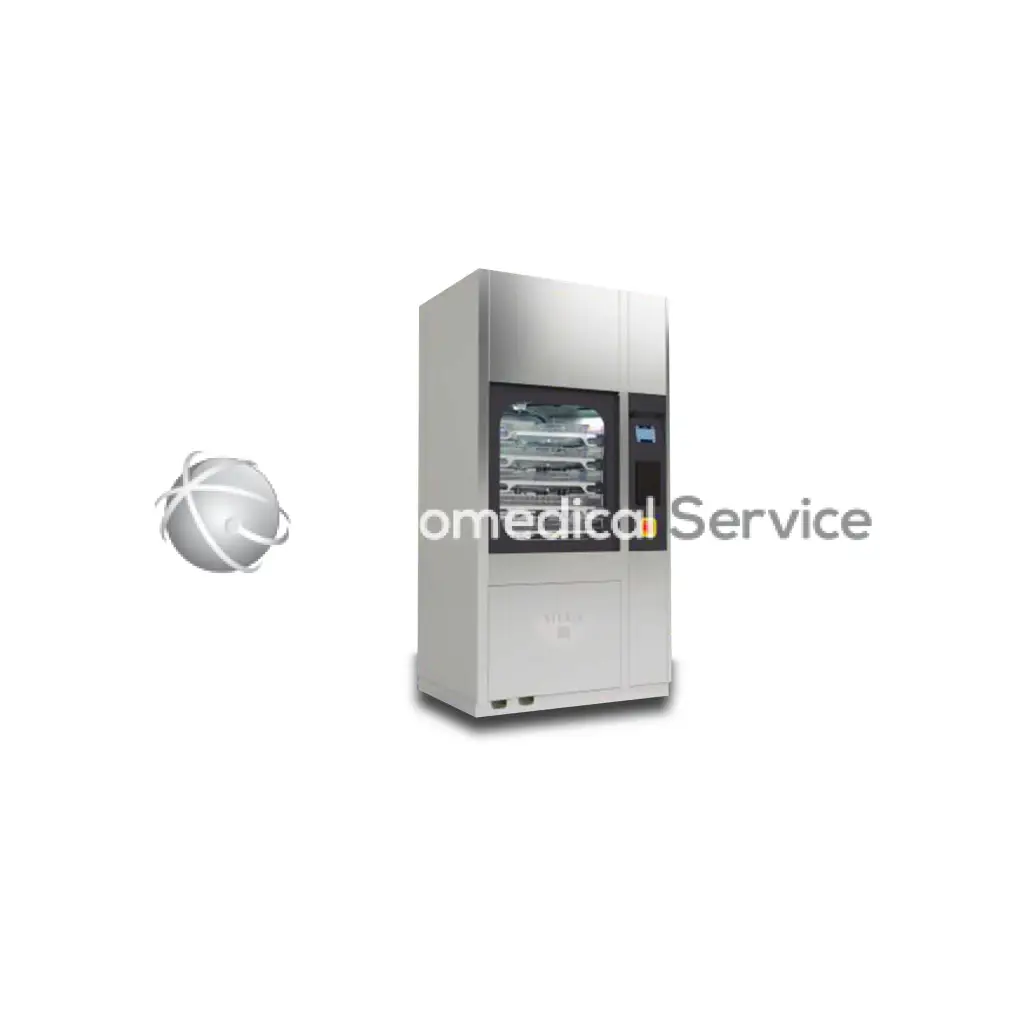 Steris Amsco 5052 silver stainless steel medical sterilizer with digital control panel and glass door