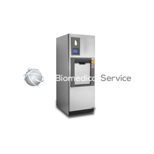 Steris Amsco Century V116 silver stainless steel medical sterilizer with digital display and control panel