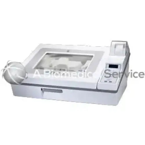 White plastic lab incubator steris system 1e with transparent lid and digital control panel for precise temperature control