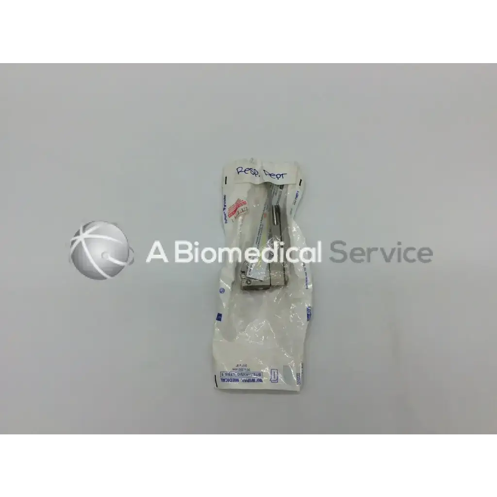 Sterrad chemical indicator sterile metallic surgical stapler in clear plastic packaging with printed labeling