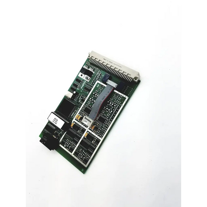 Green printed circuit board with black integrated circuits and silver connectors for stockert 332b98 control board