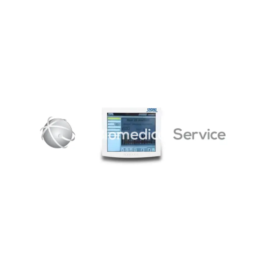 White rectangular stryker storz 19 hd monitor with touchscreen display showing blue and gray interface for biomedical service
