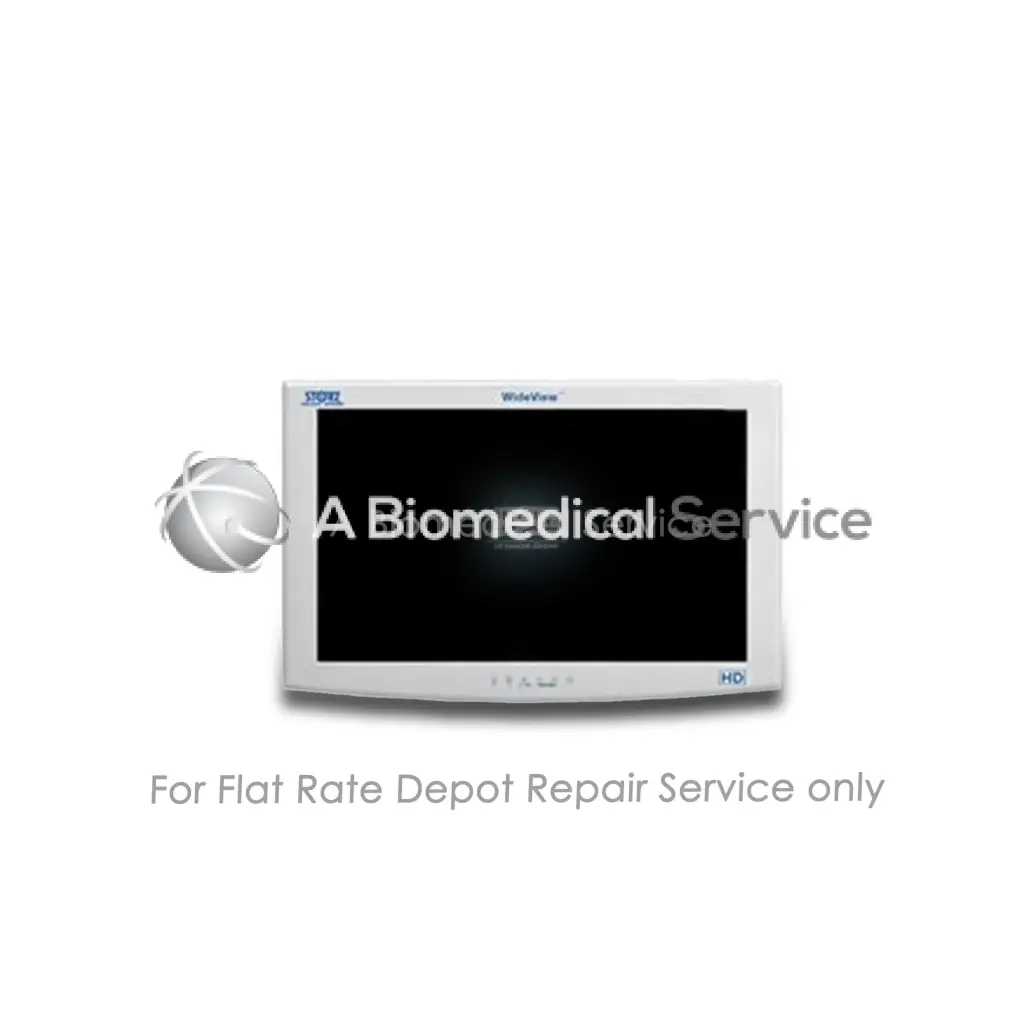 White widescreen medical monitor with curved bezel and hd branding for storz 24 hd monitor repair service