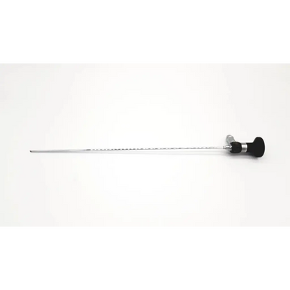 Silver surgical retractor with black ergonomic handle and textured grip for storz 27020c hopkins cystoscope use