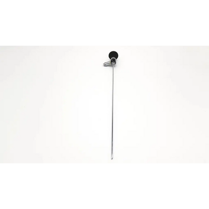 Silver colored storz 27020c hopkins cystoscope with black circular otoscope head and metallic handle