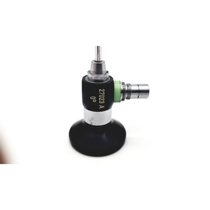 Black and silver storz 27023 a 0° uretero-renoscope da24-22 with green accent ring and model number engraved on body