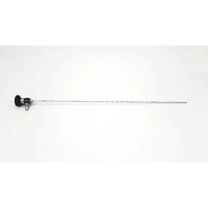 A sleek metallic storz 27023 a 0° uretero-renoscope da24-22 with black ergonomic handle and long slender shaft
