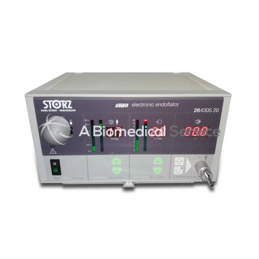 Gray karl storz electronic endoflator with digital display and control knobs for precise insufflation in surgery