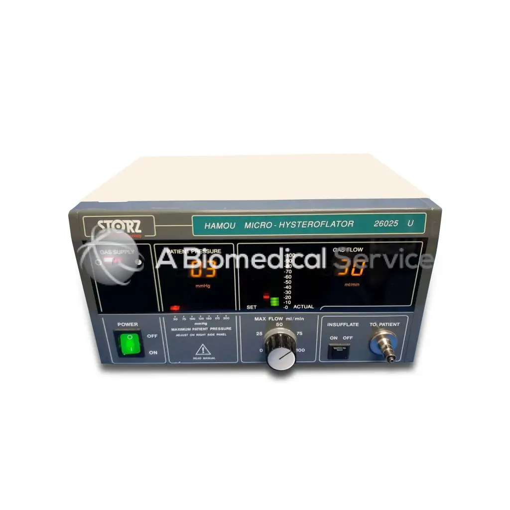 Storz hamou micro-hysteroflator 26025 u medical device with digital display and control knobs in white casing