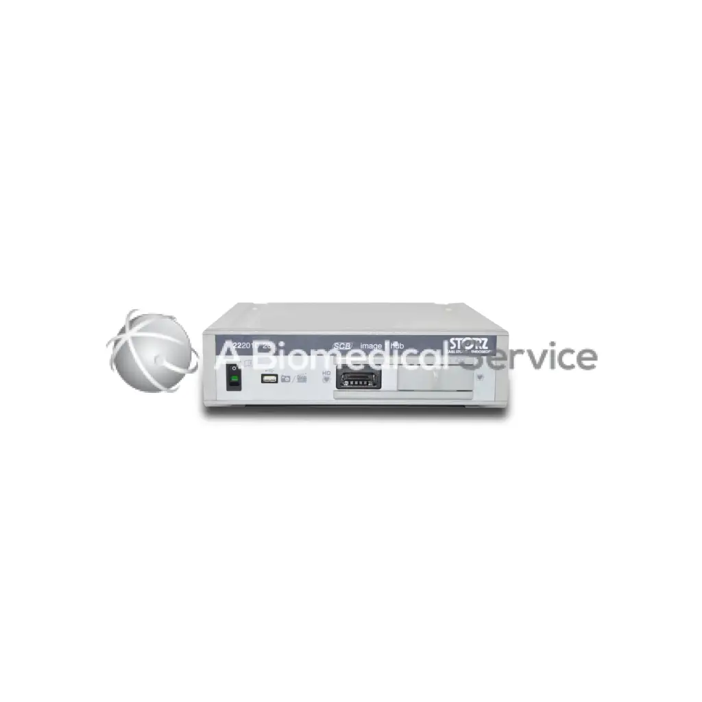 Silver-gray stryker 2200 surgical imaging system storz image 1 hub hd with sleek design and multiple front ports for biomedical service