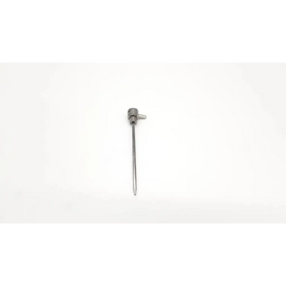 Silver stryker 01a0244 cannula with slender metallic shaft and knurled handle for precise surgical use