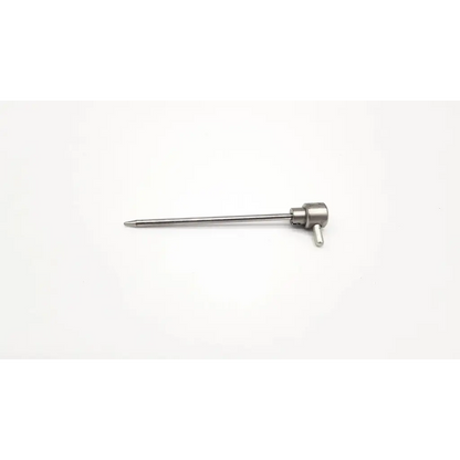 Stryker 01a0244 cannula is a sleek metallic instrument with a slender shaft and adjustable knob on cylindrical handle