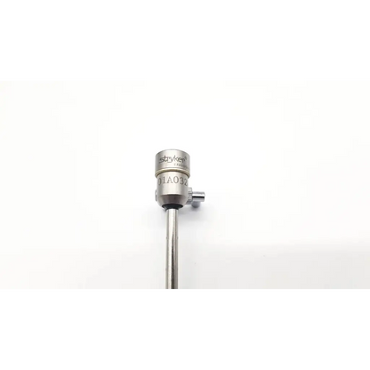 Silver stryker 01a032 arthroscope with cylindrical head and threaded shaft for precise surgical use