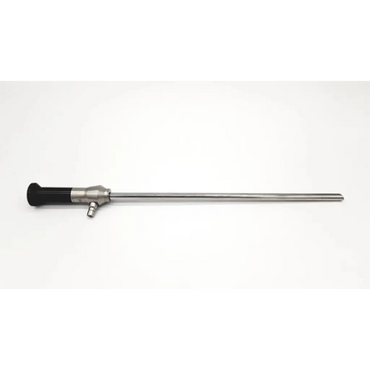 Silver surgical stryker 10mm 30° endoscope with a black ergonomic handle and metallic joints for precision use