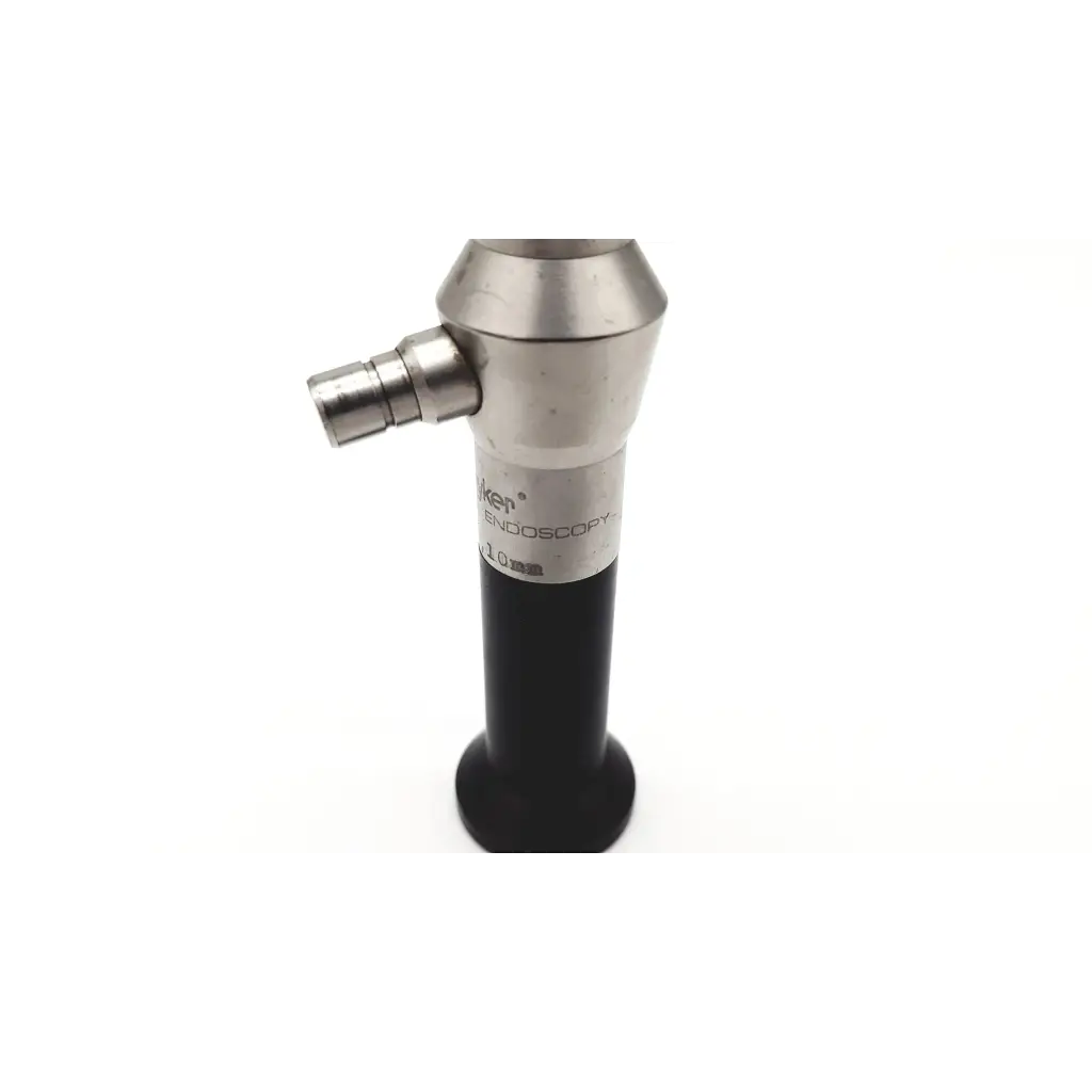Silver and black metallic handle stryker 10mm 30° endoscope labeled kiken endoscopy 1.0mm for medical use