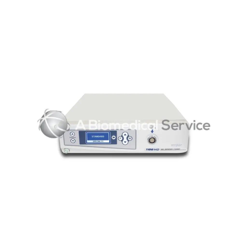 Stryker 1188 camera system white rectangular surgical video system with digital display and control buttons for biomedical service