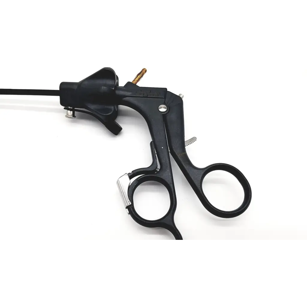 Black surgical scissors with ergonomic handle and metallic blades for stryker 134 degrees autoclave da46-10 use