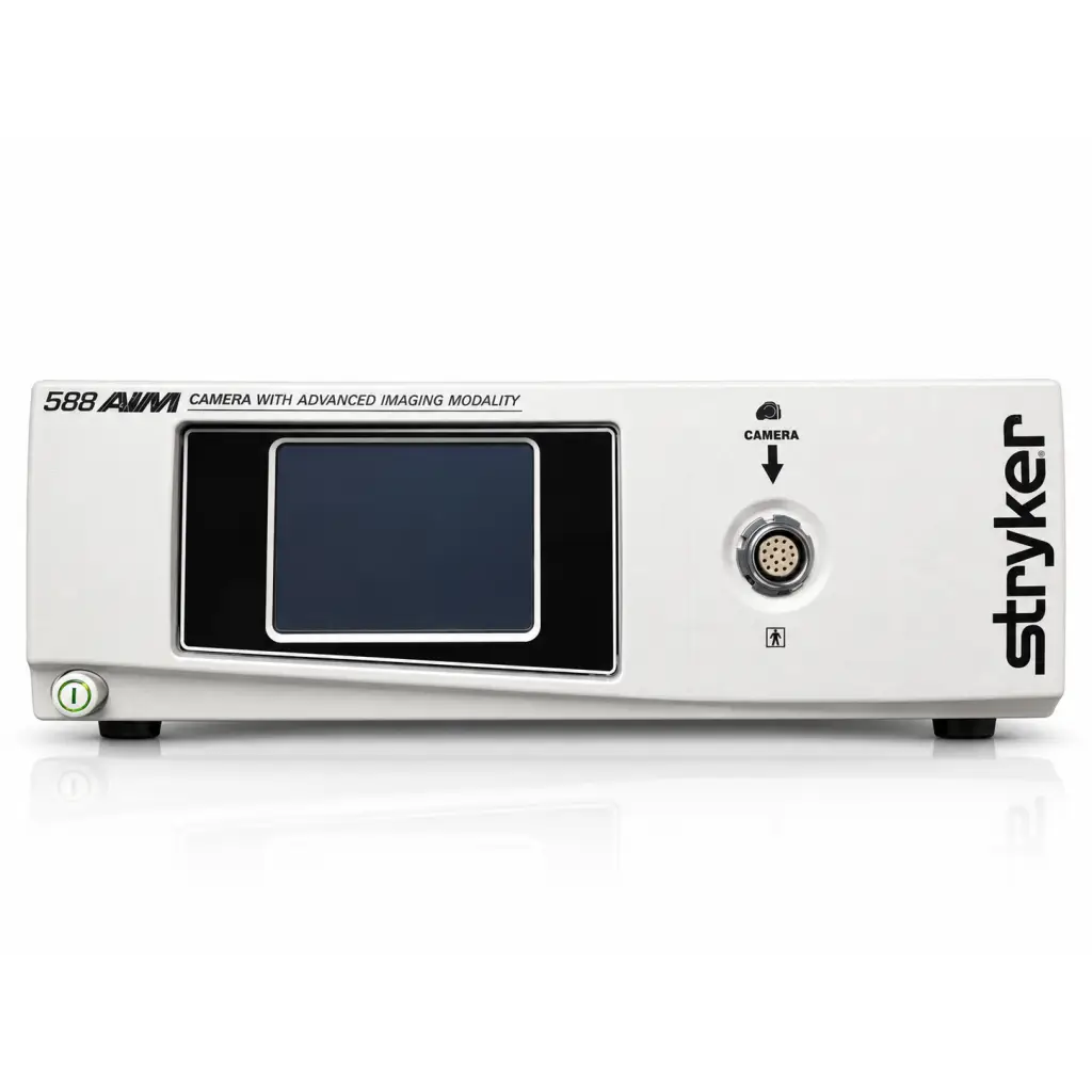 White stryker 1588 aim camera control unit with advanced imaging modality and black screen for camera control use